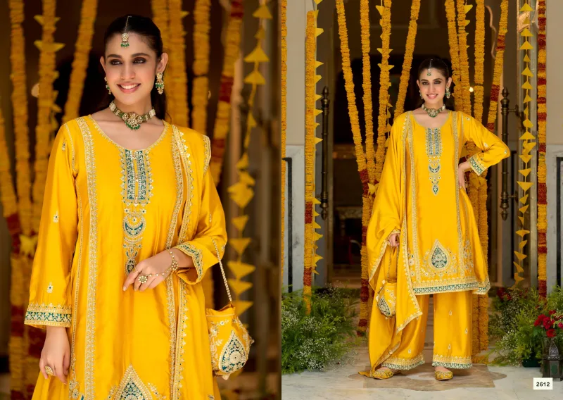 2611 To 2613 By Zaveri Chinon Embroidery Readymade Suits